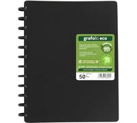 Grafoplas - Carpeta de Fundas Extraibles Grafo In ECO, 50 Forros Polipropileno Liso Extra 70% Reciclado, Tamaño A4, Tapas Rígidas 100% Recicladas, Intercala y Sustituiye Fundas Plastico Fácilmente