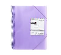 Grafoplas - Carpeta de Fundas Maxiplás Multiline, 50 Forros Polipropileno Extra, Tamaño A4, Tapas Flexibles, Cierre con Gomas, Espiral en PVC, Color Lavanda, 31,2x24x3,1 cm, Material Escolar