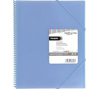 Grafoplas - Carpeta de Fundas Maxiplás Multiline a4, 40 Forros Polipropileno Extra, Tapas Flexibles, Cierre con Gomas, Espiral en PVC, Color Azul Claro, 31,2x24x3,1 cm, Material Escolar