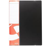 Grafoplas - Carpeta de Fundas Poliuro, 40 Forros Polipropileno Soldados al Lomo, Tamaño Folio, Tapas Extra Rígidas, Cierre con Gomas, Color Negro, Tarjetero en Portada y Lomo, 33x24,5x1cm