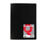 Grafoplas - Carpeta de Fundas Transparentes, Tapas Polipropileno Negro, 40 Forros Polipropileno Extra, Tamaño Folio, 33x23,8cm, Perfectas para Proteger Documentos A4