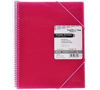 Grafoplas - Carpeta de Fundas y Tarifarios, A4, 20 Fundas Transparentes, Color Rosa Fucsia, Espiral PVC, Tapas Polipropileno, Gomas de Cierre, Maxiplás Multiline