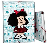 Grafoplas | Carpeta Escolar 3 Solapas | Cartón Forrado | Tapa Dura | Tamaño Folio | Colección Diseño Mafalda Viñetas | Certificado FSC