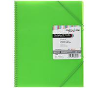 Grafoplas | Carpeta Fundas A4 de Espiral | Color Verde | 40 Forros Transparentes Calidad Extra | Tapas Polipropileno | Gomas de Cierre | Maxiplás Multiline