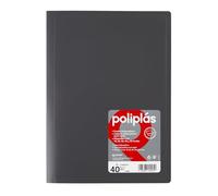 Grafoplas - Carpeta Fundas Plastico, 40 Fundas Transparentes, Tamaño Folio Gris, Serie Poliplas Opaco, Fabricados en España, Tapas Flexibles, Gran Capacidad de Almacenaje