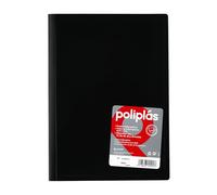 Grafoplas - Carpeta Fundas Plastico a4, Negro, 10 Forros Polipropileno Transparente, Serie Poliplas Opaco, Fabricados en España, Tapas Flexibles, Perfecta para Archivar Documentos y Folios