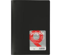 Grafoplas - Carpeta Fundas Plastico, Tamaño Folio, Negro, 30 Forros Polipropileno Transparente, Serie Poliplas Opaco, Fabricados en España, Tapas Flexibles, Perfecta para Archivar Documentos