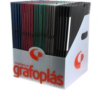 Grafoplás Carpeta Poligraf con Gomas y Solapas Folio Opaca Surtida con Expositor de 50 uds.
