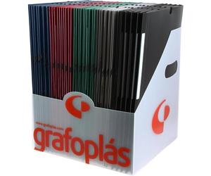 Grafoplás Carpeta Poligraf con Gomas y Solapas Folio Opaca Surtida con Expositor de 50 uds.