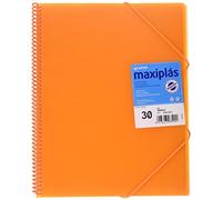 Grafoplas | Carpetas de Fundas Plastico a4 | 30 Fundas Transparentes | Tapas Rígidas Naranja | Espiral PVC | Apertura 360 | Incluye Sobre | Archiva Material Escolar y de Oficina | Maxiplás Traslúcidos