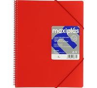 Grafoplas - Carpetas de Fundas Plastico a4, 40 Forros Transparentes, Rojo, Espiral PVC, Perfecta para Archivar Material Escolar y de Oficina, Maxiplás Opaco, Apertura 360
