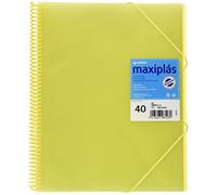 Grafoplas - Carpetas de Fundas Plastico a4, 40 Fundas Transparentes, Tapas Rígidas Amarilla, Espiral, Apertura 360, Incluye Sobre, Archiva Material Escolar y de Oficina, Maxiplás Traslúcidos