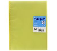 Grafoplas | Carpetas de Fundas Plastico a4 | 50 Fundas Transparentes | Tapas Rígidas Amarilla | Espiral | Apertura 360 | Incluye Sobre | Archiva Material Escolar y de Oficina | Maxiplás Traslúcidos