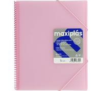 Grafoplas | Carpetas de Fundas Plastico a4 | 50 Fundas Transparentes | Tapas Rígidas Rosa Soft | Espiral | Apertura 360 | Incluye Sobre | Archiva Material Escolar y de Oficina | Maxiplás Traslúcidos