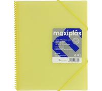 Grafoplas | Carpetas de Fundas Plastico a4 | 60 Fundas Transparentes | Tapa Rígida Amarillo Soft | Espiral | Apertura 360 | Incluye Sobre | Archiva Material Escolar y de Oficina | Maxiplás Traslúcidos