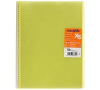Grafoplas - Carpetas de Fundas Plastico a4, Maxiplás XS, 50 Forros Transparentes, Polipropileno Estándar, Color Amarillo, Espiral PVC, Perfecta para Archivar Material Escolar y de Oficina