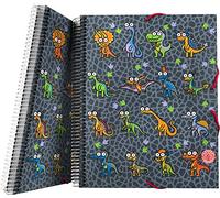 Grafoplas - Colección Katuki Saguyaki Carpeta con Espiral, 30 Fundas Transparentes, Modelo Dino, A4, Perfecto para Archivar Documentos Escolares