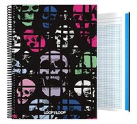 Grafoplas - Colección Loop the loop Cuaderno, Cuadriculado, Modelo Skulls, A4