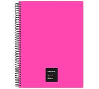 Grafoplas - Cuaderno con Espiral, A4, Cuadriculado 5 mm, 100 Hojas, 90 gr, Fucsia, Unequal Flúor