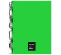 Grafoplas - Cuaderno con Espiral, A4, Cuadriculado 5x5 Mm, 100 Hojas, 90 gr, Verde, Unequal Flúor, Perfecto para la Escuela