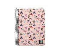 Grafoplas - Cuaderno Cuarto, 80 Hojas Cuadriculadas 4x4 90g, Tapa Plastico, Espiral Cierre Coil-Lock, Colección Diseño Bits&Bobs Pop Up Design Butterfly, Certificado FSC