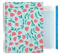 Grafoplás - Cuaderno de Flores, A4, Tapa Dura, 140 Hojas Cuadriculadas, 5 Materias, Certificado Fsc, Modelo Bloom, Diseño Noa