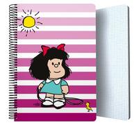 Grafoplas | Cuaderno Mafalda Birdie | Tamaño Folio | 80 Hojas Cuadriculadas 4x4 90g | Espiral con Coil-Lock Seguridad | Certificado FSC | Ideal como Material Escolar