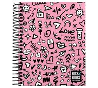 Grafoplás - Cuaderno Tapa Dura A6, I Love You, 100 Hojas Cuadricula 5x5, 70 gramos, Bordes 4 Colores, Tacto Suave, Colección Papeleria Bits&Bobs Pop Up Design, Certificado FSC, Ideal para Tomar Notas