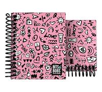 Grafoplás - Cuaderno Tapa Dura A7, I Love You, 100 Hojas Cuadriculadas 5x5, 70 gramos, Bordes 4 Colores, Plastificado Soft, Tacto Suave, Colección Papeleria Bits&Bobs Pop Up Design, Certificado FSC