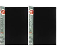 Grafoplas - Élite Carpetas con Fundas, 20 Fundas Transparentes, Cubiertas semirrígidas, Negro, A3 (Paquete de 2)