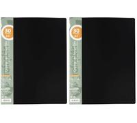Grafoplas - Élite Carpetas con Fundas, A4, 30 Fundas Transparentes, Cubiertas semirrígidas, Negro (Paquete de 2)