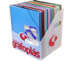 Grafoplás Expositor de 16 Carpetas Maxiplás con Fundas Surtidas A4