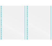 Grafoplás | Fundas Plastico para Folios | 10 Unidades | Cristal | Borde Color Azul Pastel | Polipropileno Extra | Lomo Reforzado | Perfecto para Archivador Anillas (Paquete de 2)