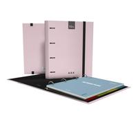 Grafoplas Kuru - Archivador 4 Anillas A4 con Recambio, Pack Escolar Completo con Separadores + Planner + Pegatinas + Sobre Transparente, Tapa Rígida FSC, Plastificado Antirayadura, Color Rosa Soft