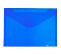 Grafoplas - Pack 10 Carpetas Sobres Plastico, Cierre Textil Adhesivo, Tamaño a5, Azul, Multiline, 25,2x18cm, Polipropileno Cristal Rayado Traslúcido, Perfecto para Documentos Cuarto