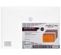 Grafoplas - Pack 10 Carpetas Sobres Plastico, Cierre Textil Adhesivo, Tamaño Folio Plus, Natural, Multiline, 33,5x24cm, Polipropileno Cristal Rayado Traslúcido, Perfecto para Proteger Documentos