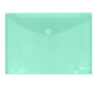 Grafoplas - Pack 10 Carpetas Sobres Plastico, Cierre Textil Adhesivo, Tamaño Folio Plus, Verde Mint, Multiline, 33,5x24cm, Rayado Traslúcido, Ideal para Proteger Documentos a4 y Folio