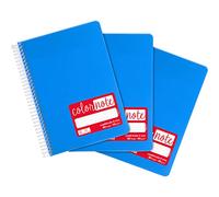 Grafoplas - Pack 3 Cuadernos A5 Cuadricula 4mm, Tapas Polipropileno, 80 Hojas, 90 Gramos, Color Azul, Serie Color Note, Perfecto Material Escolar