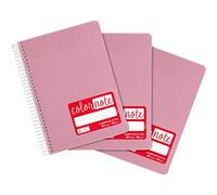 Grafoplas - Pack 3 Cuadernos A5 Cuadricula 4mm, Tapas Polipropileno, 80 Hojas, 90 Gramos, Color Rosa, Serie Color Note, Perfecto Material Escolar