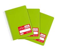 Grafoplas - Pack 3 Cuadernos A5 Cuadricula 4mm, Tapas Polipropileno, 80 Hojas, 90 Gramos, Color Verde Claro, Serie Color Note, Perfecto Material Escolar