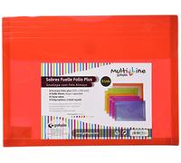 Grafoplas - Pack 5 Carpeta Sobres Tamaño Folio + con Fuelle 30mm, Color Rojo,33,5x25cm, Gran Capacidad, Perfecto para Documentos a4 y Folio, Colección Multiline