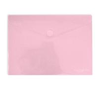 Grafoplas - Pack 5 Carpetas Sobres Plastico A3, Cierre Textil Adhesivo, Color Rosa Claro, Multiline, 33,5x24cm, Polipropileno Cristal Rayado Traslúcido, Perfecto para Dibujos y Documentos Grandes