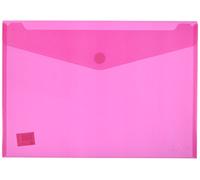 Grafoplas - Pack 5 Carpetas Sobres Plastico A3, Cierre Textil Adhesivo, Rosa Fucsia, Multiline, 33,5x24cm, Polipropileno Cristal Rayado Traslúcido, Perfecto para Dibujos y Documentos Grandes