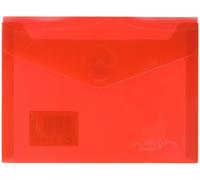 Grafoplas - Pack 5 Sobres Plastico A6, Cierre Textil Adhesivo, Rojo, Multiline, 16x12cm, Polipropileno Cristal Rayado Traslúcido, Perfecto para Pequeños Documentos