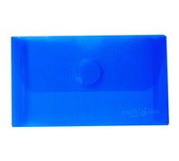 Grafoplas - Pack 5 Sobres Plastico, Tamaño Tarjeta, Cierre Textil Adhesivo, Azul, Multiline, 10,5x6,2cm, Polipropileno Cristal Rayado Traslúcido, Perfecto para Tarjetas de Visita