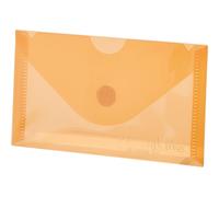 Grafoplas - Pack 5 Sobres Plastico, Tamaño Tarjeta, Cierre Textil Adhesivo, Naranja, Multiline, 10,5x6,2cm, Polipropileno Cristal Rayado Traslúcido, Perfecto para Tarjetas de Visita