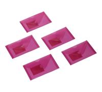 Grafoplas - Pack 5 Sobres Plastico, Tamaño Tarjeta, Cierre Textil Adhesivo, Rosa, Multiline, 10,5x6,2cm, Polipropileno Cristal Rayado Traslúcido, Perfecto para Tarjetas de Visita