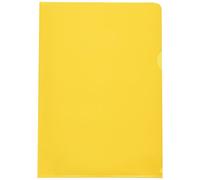 Grafoplas - Pack de 10 Dossiers Uñero A4, Color Amarillo, Medidas 30,7x21,7cm, Lomo Doblado, Apertura Formato L, Con Piel Naranja, Ideal para Proteger Documentos de Papel
