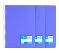 Grafoplás - Pack de 3 Cuadernos A4, Rayado 7mm, 80 Hojas, 90 g, Lavanda, Tapa Polipropileno, Serie ColorNote, Perfecto Material Escolar