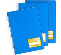 Grafoplas - Pack de 3 Cuadernos Escolares A4, Pauta 2,5mm, Tapas Polipropileno, Color Azul, Serie Color Note, Perfecto Material Escolar